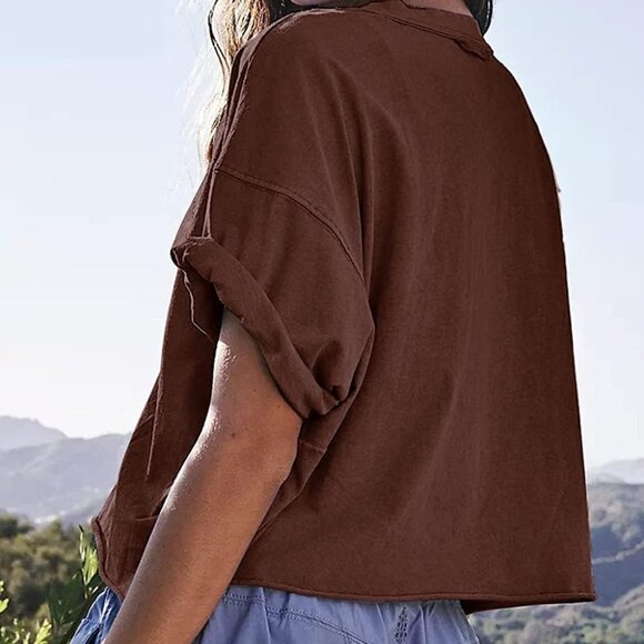 Oversized Workout Shirts for Women Short Sleeve Small - Picture 3 of 3